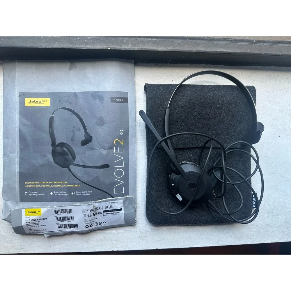 Jabra Evolve2 30 Black Wired Headset USB-A ‎ MA Mono Open Box